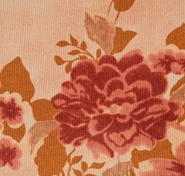 Manšestr pružný jemný tisk květy sv.hnědý