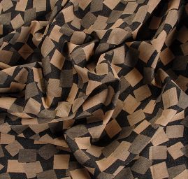 Riflovina pružná vzor kostek béžová/černá