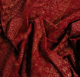 Manšestr prací kord vínovozlaté květy