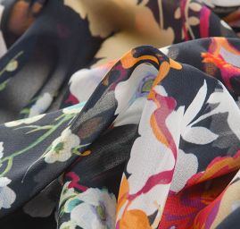 Žoržet variace kimono style pnoucích květů/modrá