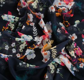 Žoržet variace kimono style pnoucích květů/modrá