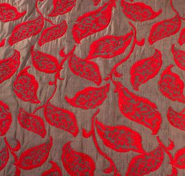 Žakárová látka oboustranná motiv listy