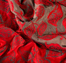 Žakárová látka oboustranná motiv listy