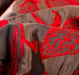 Žakárová látka oboustranná motiv listy