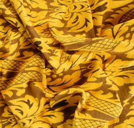 Replika historické tkaniny Rokoko žlutá/hnědá