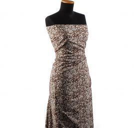 Viskozová šatová látka tisk abstrakt hnědokrémová