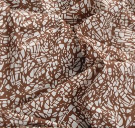 Viskozová šatová látka tisk abstrakt hnědokrémová