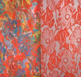 Žakárová látka vzor květy oboustranná