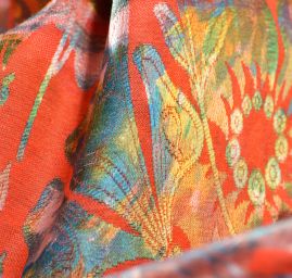 Žakárová látka vzor květy oboustranná