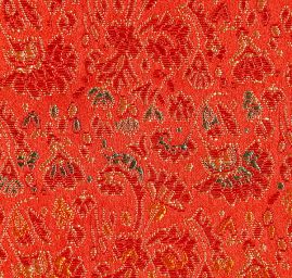 Brokát orientální jemný květinový vzor červený