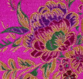 Brokát květinový ornament fuchsiový