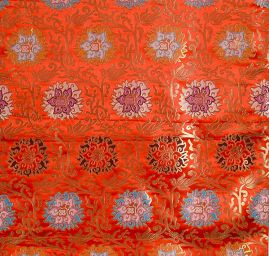 Brokát velký květinový ornament červený