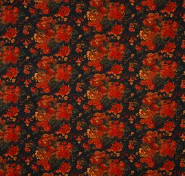 Šatová látka imitace kašmíru barevné květy/černá