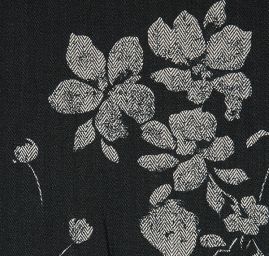 Šatová látka imitace kašmíru květy černá/bílá