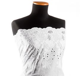 Krajka madeira vyšívané kraje velký květ bílá