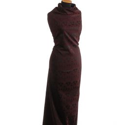 Žakárová látka květinový vzor vínovočerná