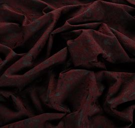 Žakárová látka květinový vzor vínovočerná