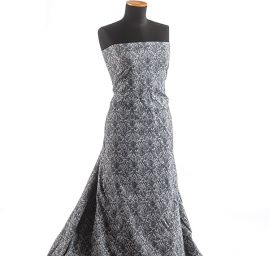 Žakárová látka ornamentální vzor tm.modrá/bílá