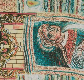 Satén jemný imitace hedvábí mozaika smaragdová