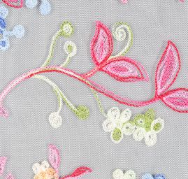 Krajka výšivka květiny na černém tylu