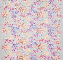 Krajka výšivka květiny na černém tylu