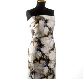 Viskozová šatová látka tisk vzor růže 