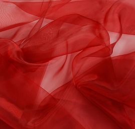 Organza jednobarevná lesklá červená