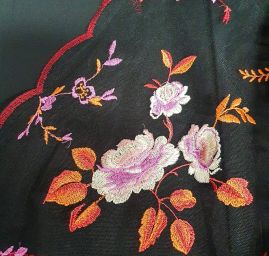 Krajka výšivka na tylu černá