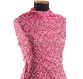 Žakárová látka ornament sytě růžová