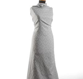 Žakárová látka ornament pastel šedá