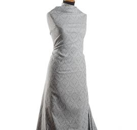 Žakárová látka ornament pastel šedá