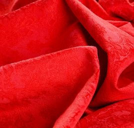 Brokát bavlna směs květy/ornamenty červená