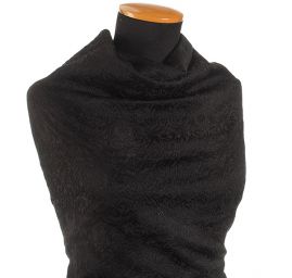 Žakárová pružná látka romantický vzor černá