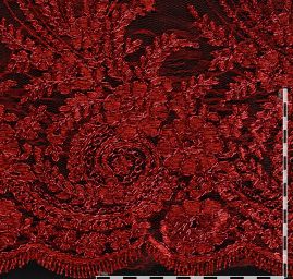 Krajka efektní lurexová výšivka vínová