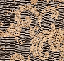 Krajka síť vzor květin a ornamentu zlatá