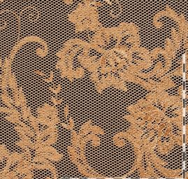 Krajka síť vzor květin a ornamentu zlatá