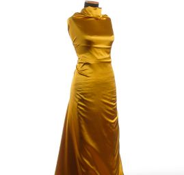 Pružný satén zlatožlutý