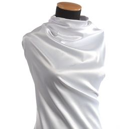 Pružný satén bílý