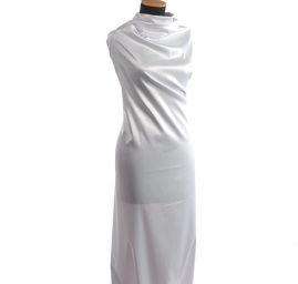 Pružný satén bílý