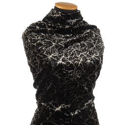 Imitace kožešiny nízký vlas černá/slonová kost kresba