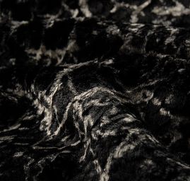 Imitace kožešiny nízký vlas černá/slonová kost kresba