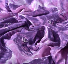 Látka flanel motiv tygr/srst fialová