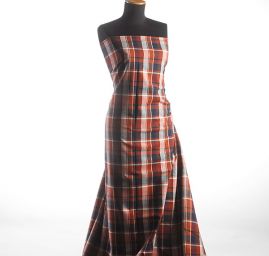 Vlněná kostýmovka vzor velké kostky hnědomodrá