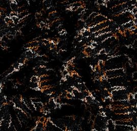 Kostýmová látka plastický vzor čtvrce černá/hnědá