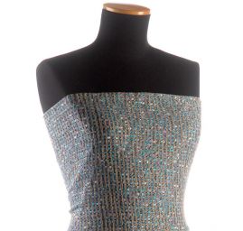 Kostýmová látka imitace ručně tkaná tyrkysová