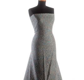 Kostýmová látka imitace ručně tkaná tyrkysová