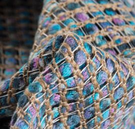 Kostýmová látka imitace ručně tkaná tyrkysová