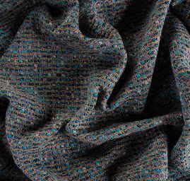 Kostýmová látka imitace ručně tkaná tyrkysová