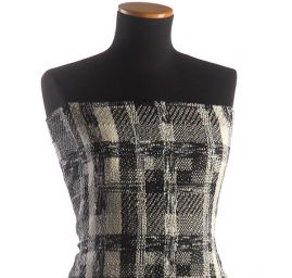 Kostýmová látka imitace ručně tkaná černobílá 