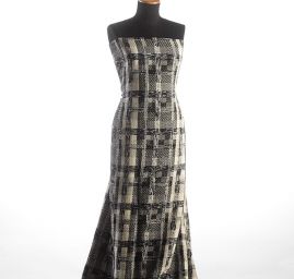 Kostýmová látka imitace ručně tkaná černobílá 